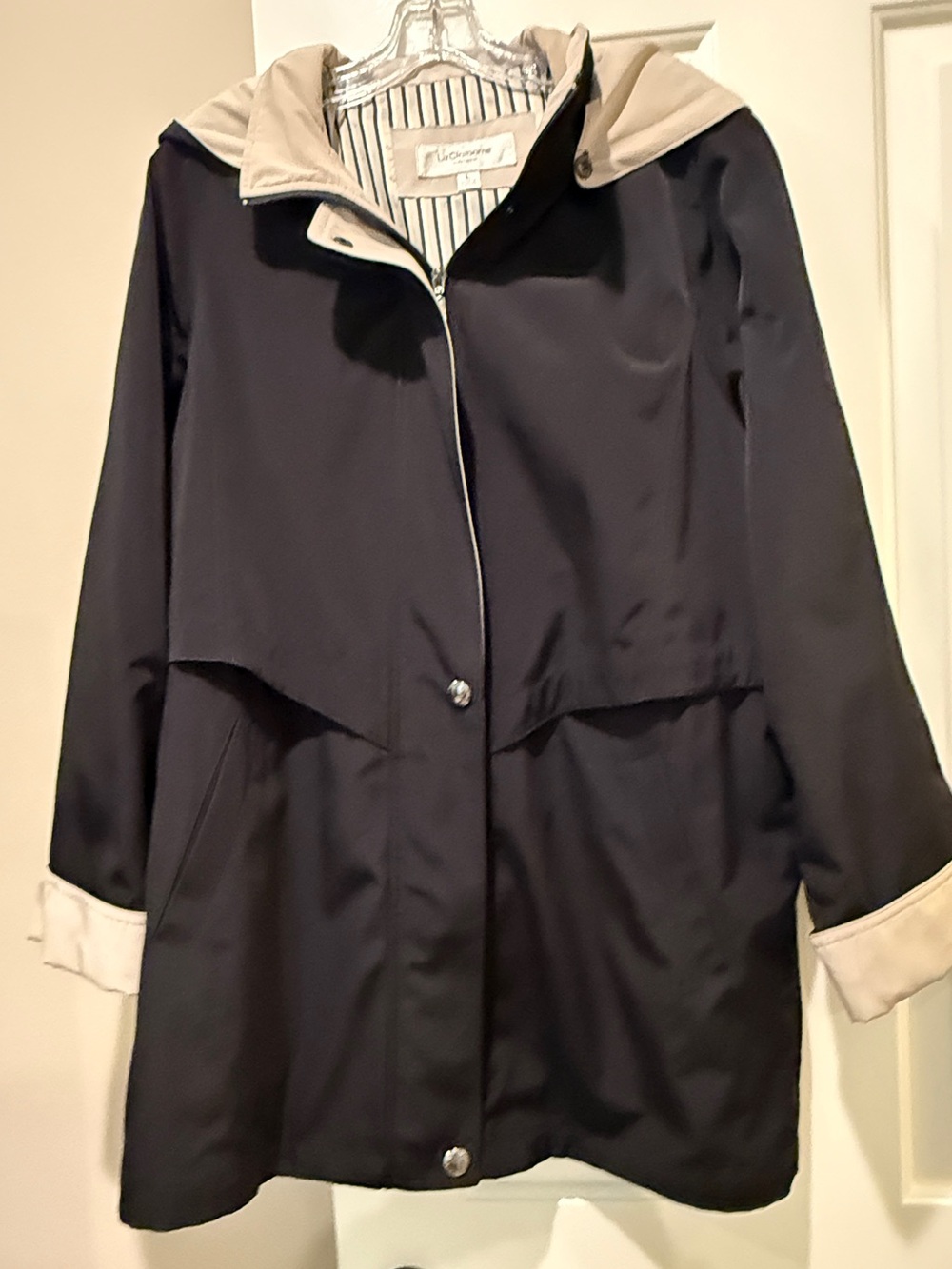 Liz Claiborne Trench Coat with Removable Cream Hood and Cuffs